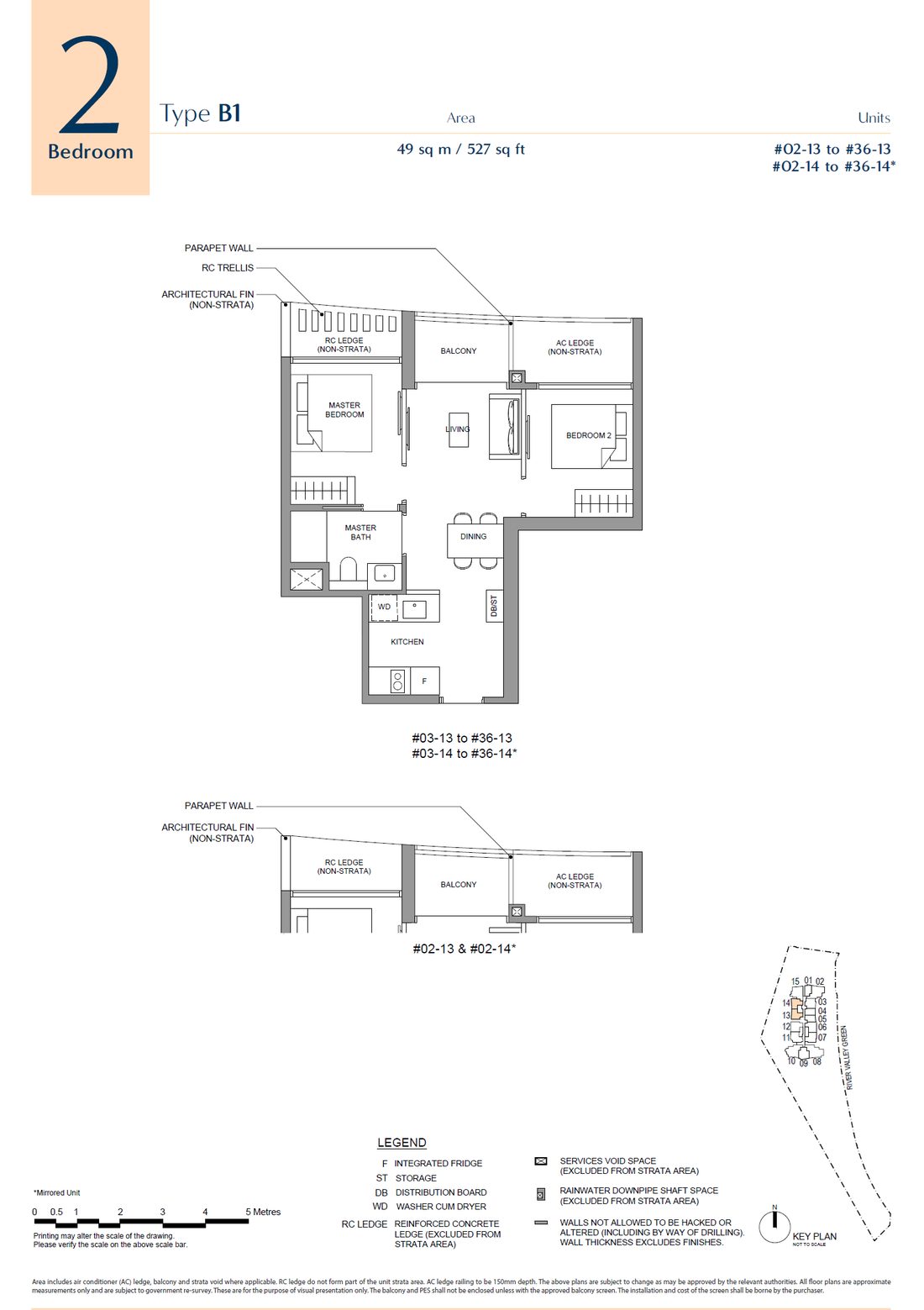 Floor plan B1 — 2 Bedroom · River Green