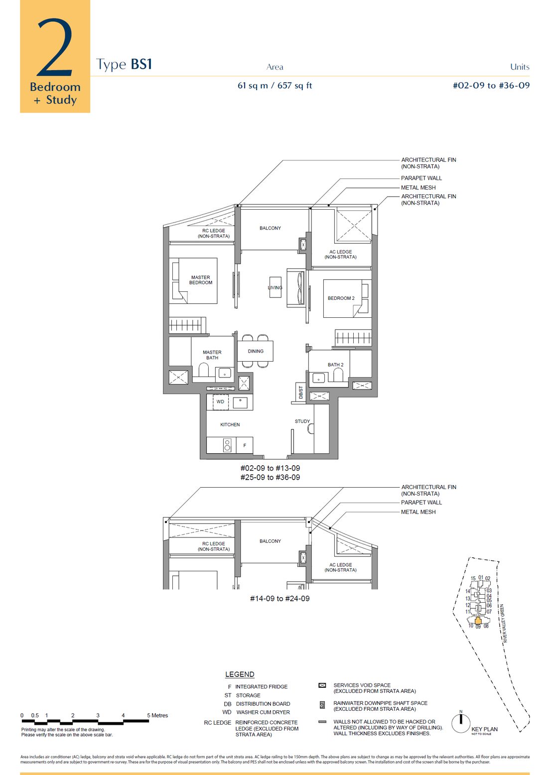 Floor plan BS1 — 2 Bedroom + Study · River Green