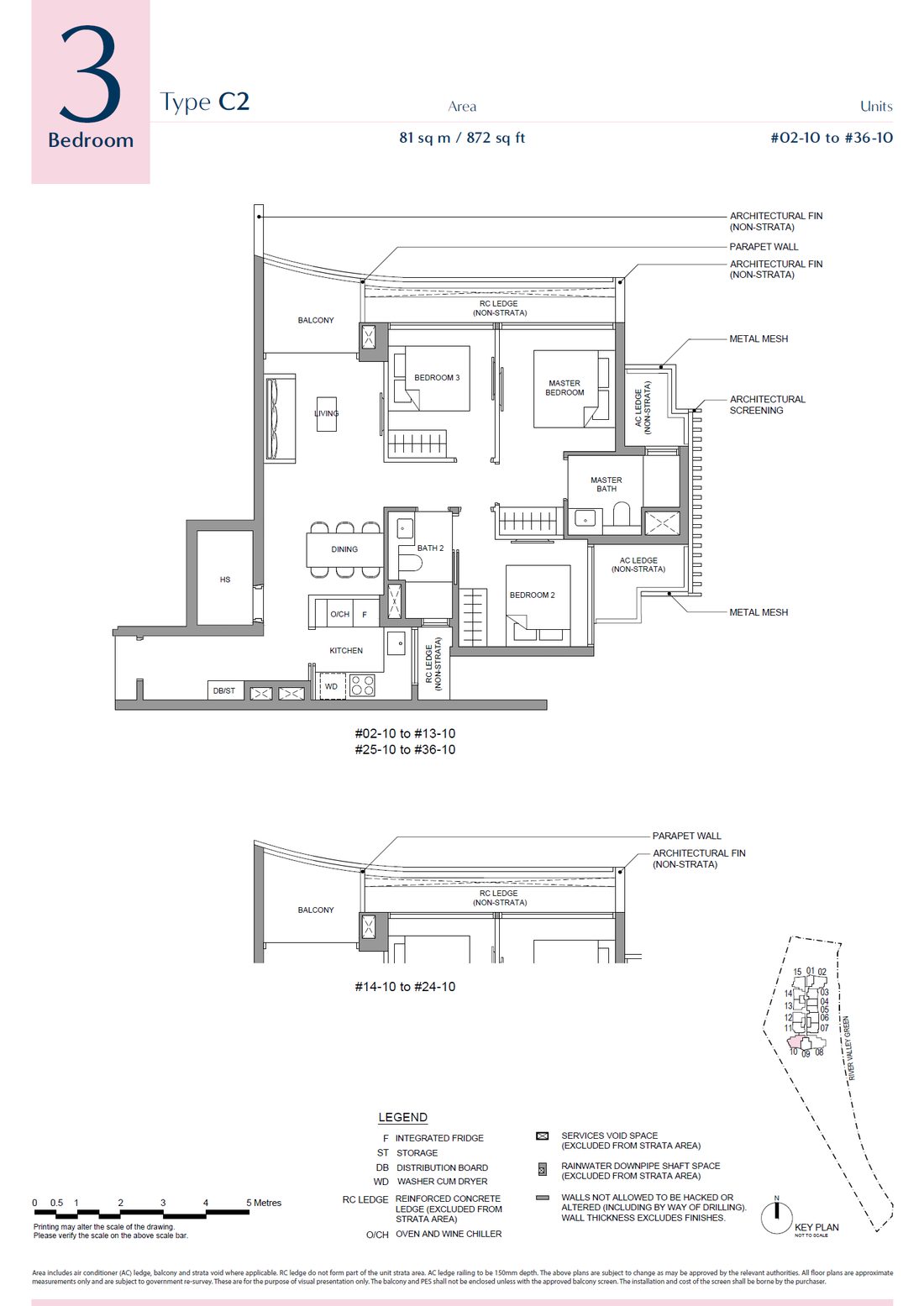 Floor plan C2 — 3 Bedroom · River Green