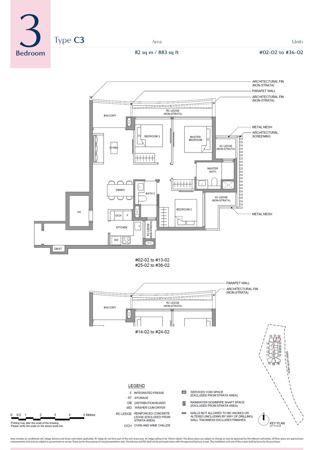 Floor plan C3 — 3 Bedroom · River Green