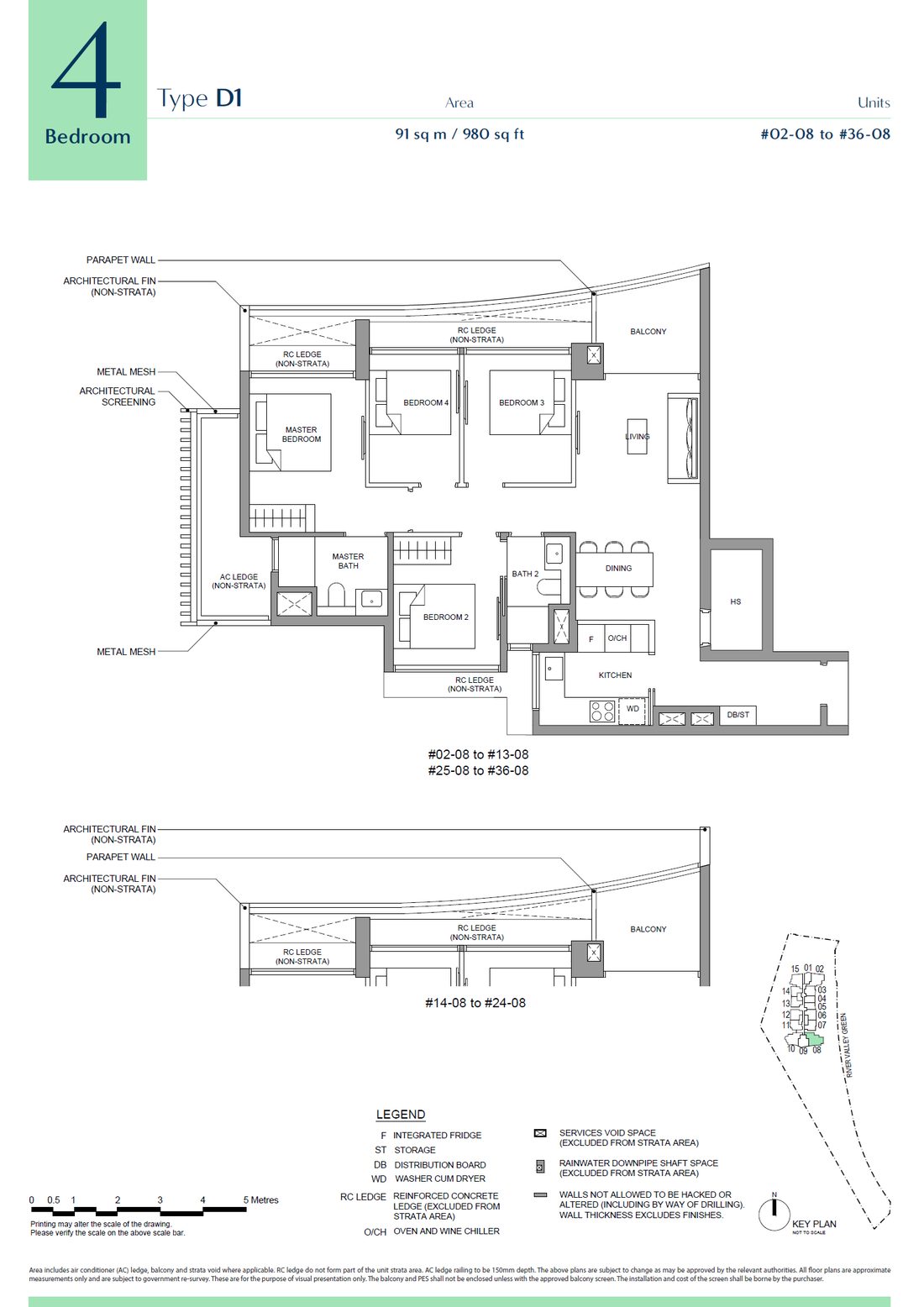 Floor plan D1 — 4 Bedroom · River Green