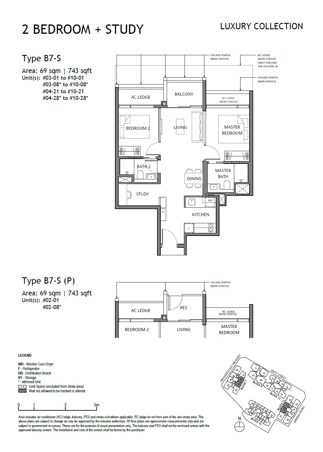 Floor plan B7-S — 2 Bedroom + Study · The Robertson Opus