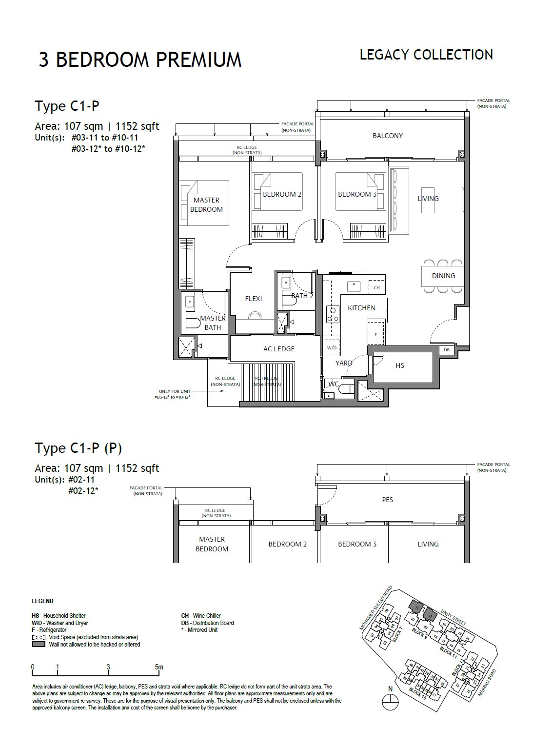 Floor plan C1-P — 3 Bedroom Premium · The Robertson Opus