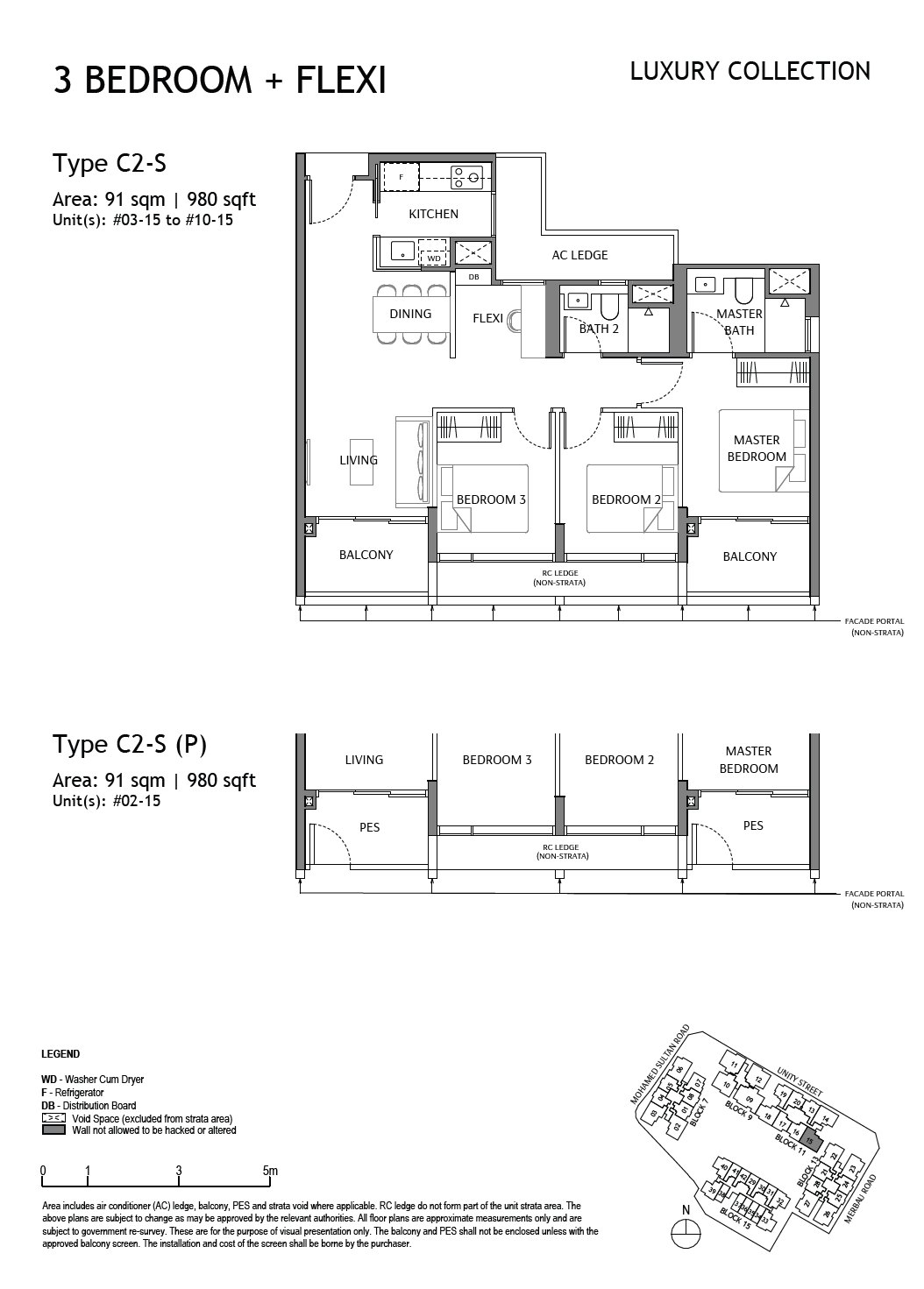 Floor plan C2-S — 3 Bedroom + Flexi · The Robertson Opus