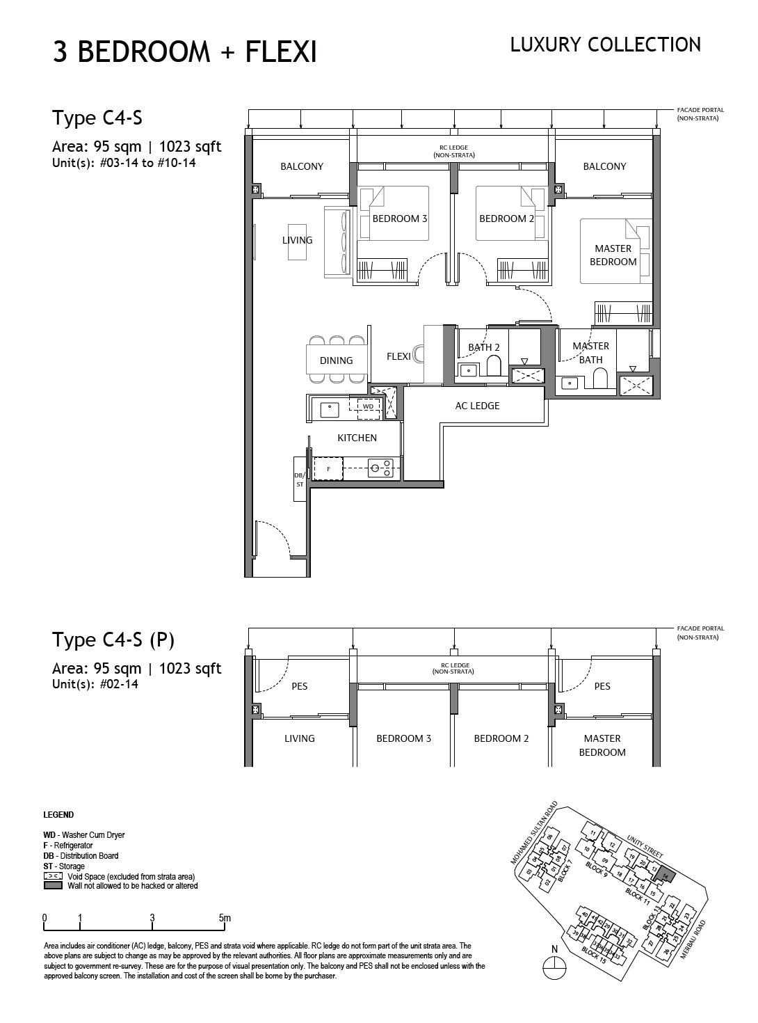 Floor plan C4-S — 3 Bedroom + Flexi · The Robertson Opus