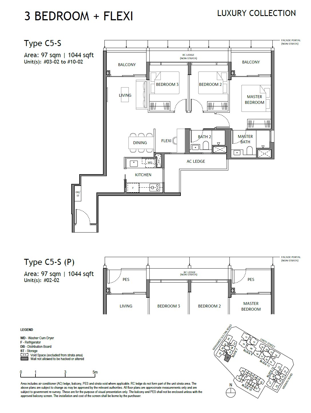 Floor plan C5-S — 3 Bedroom + Flexi · The Robertson Opus