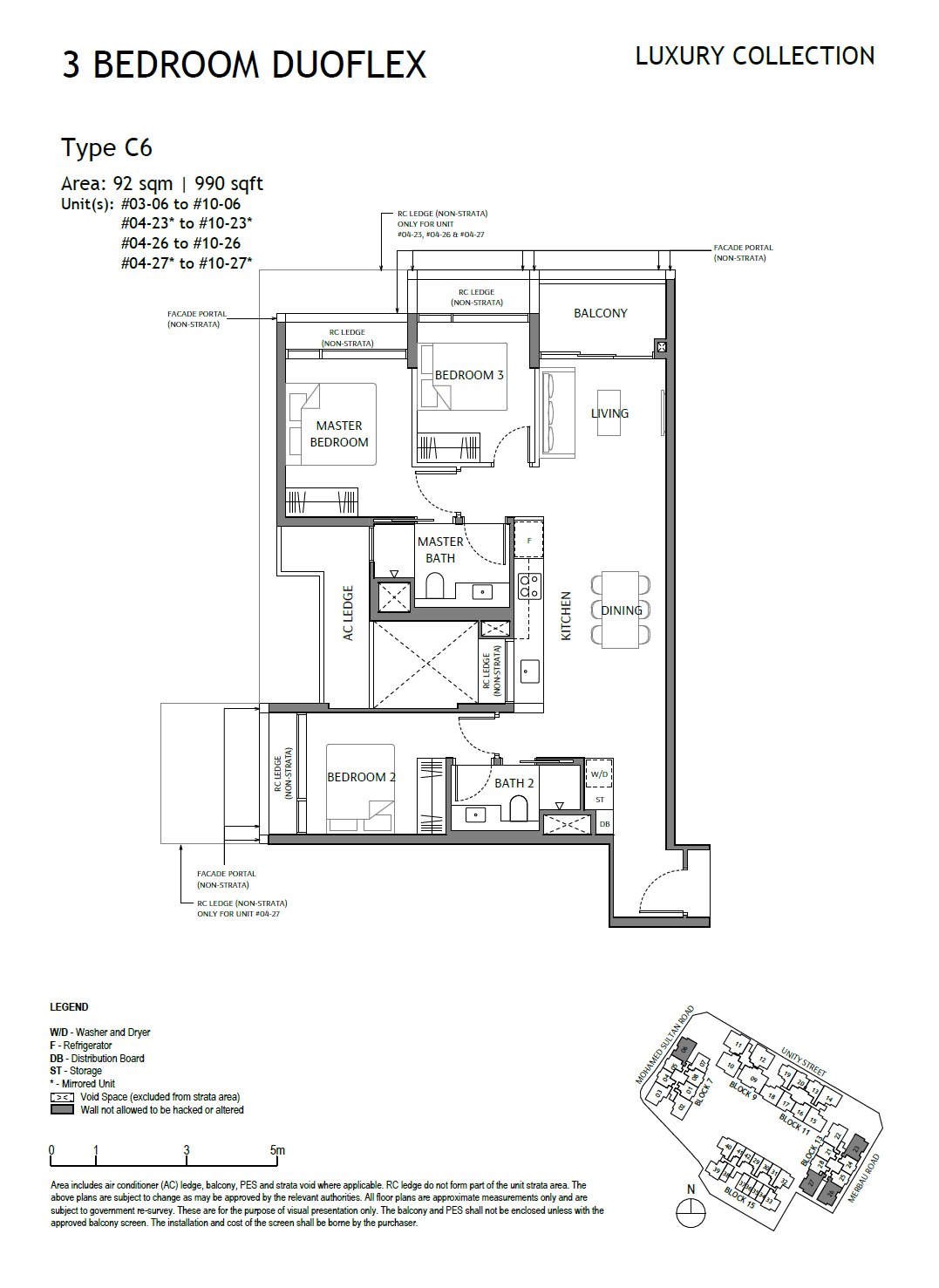 Floor plan C6 — 3 Bedroom DuoFlex · The Robertson Opus