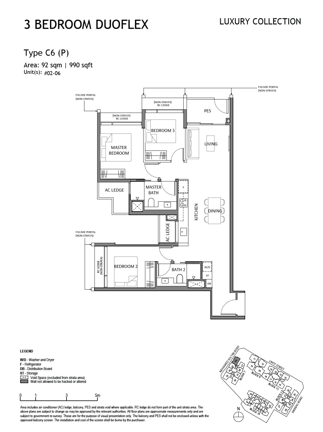 Floor plan C6(P) — 3 Bedroom DuoFlex · The Robertson Opus