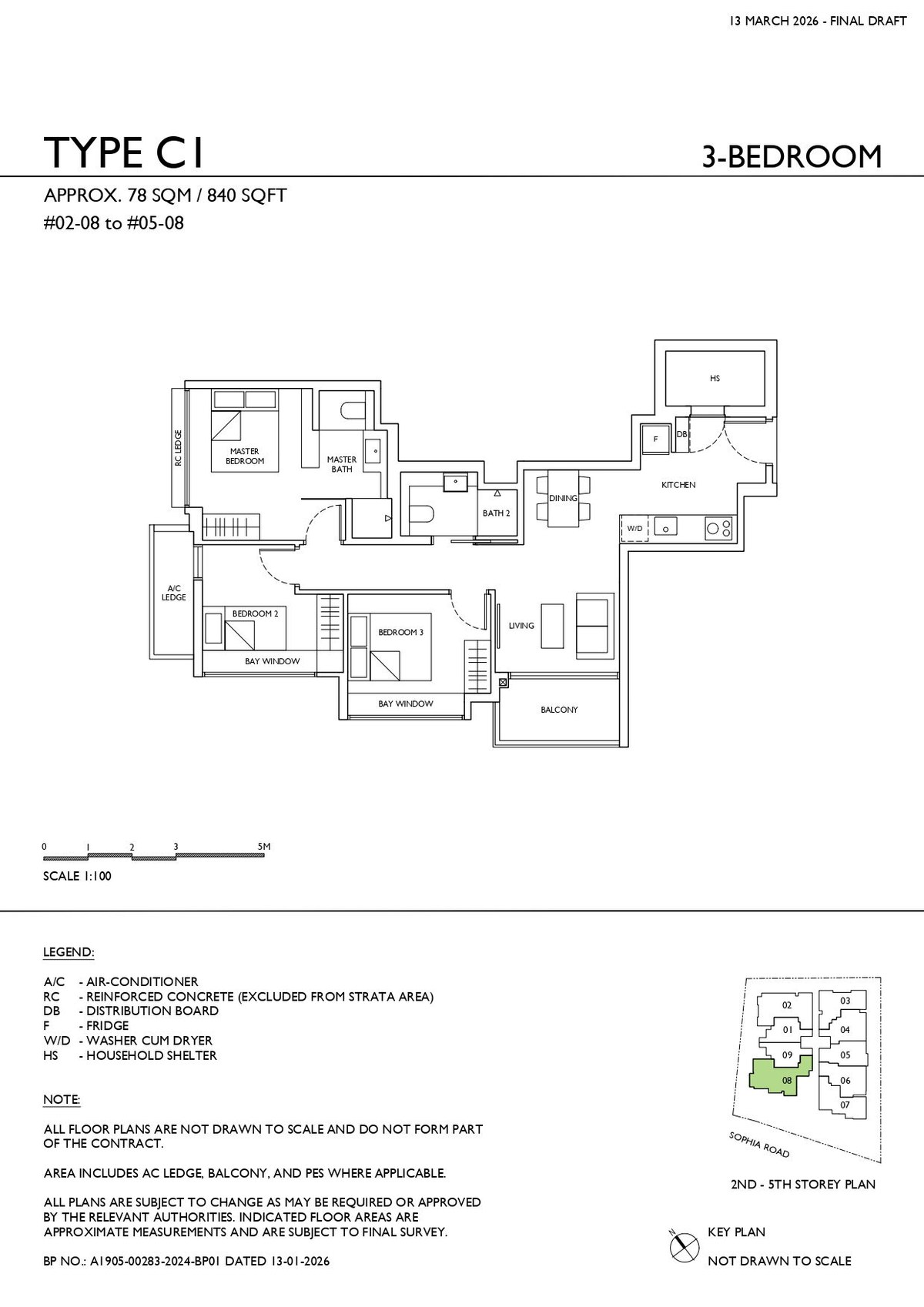 Floor plan C1 — 3 Bedroom