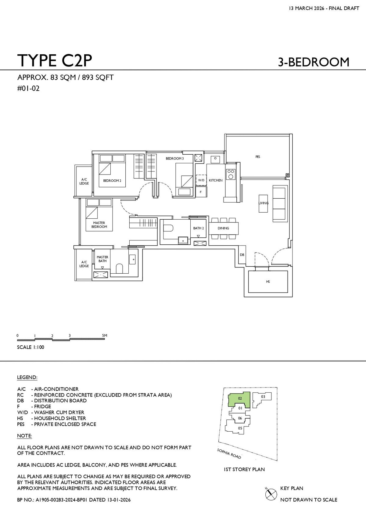 Floor plan C2P — 3 Bedroom