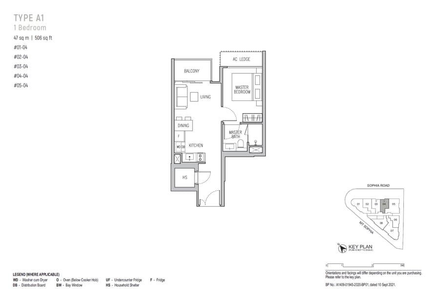 Floor plan A1(lv4) — 1 Bedroom
