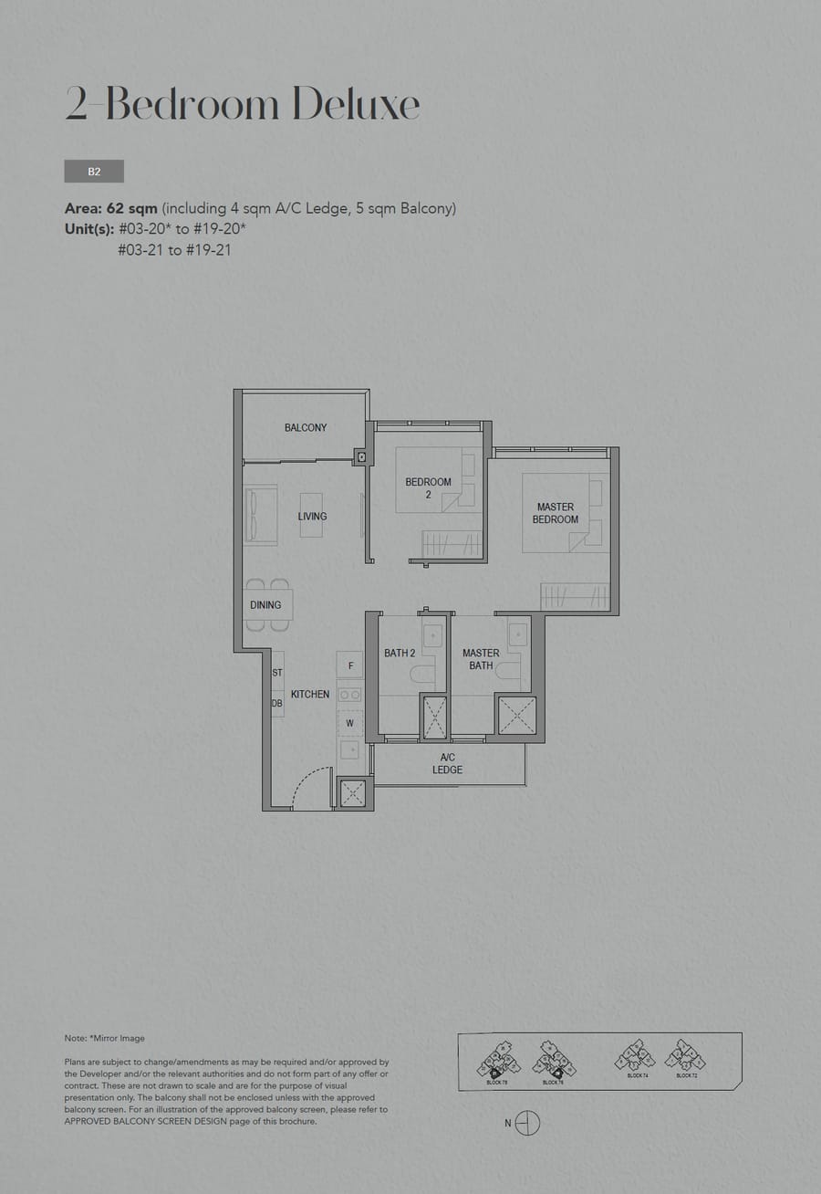 Floor plan B2 — 2 Bedroom Deluxe