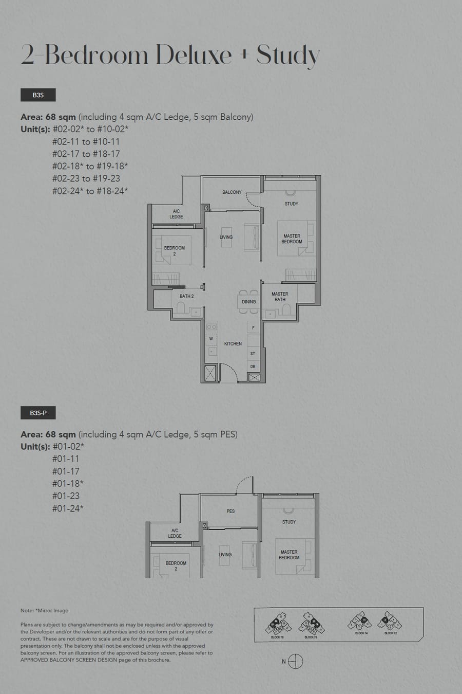 Floor plan B3S — 2 Bedroom Deluxe +Study