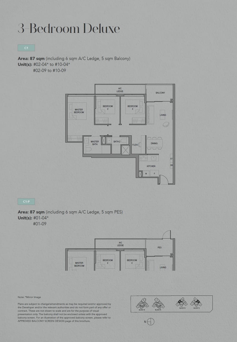 Floor plan C1 — 3 Bedroom Deluxe