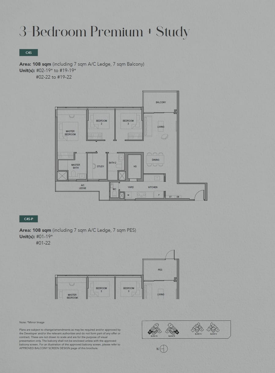 Floor plan C4S — 3 Bedroom Premium +Study