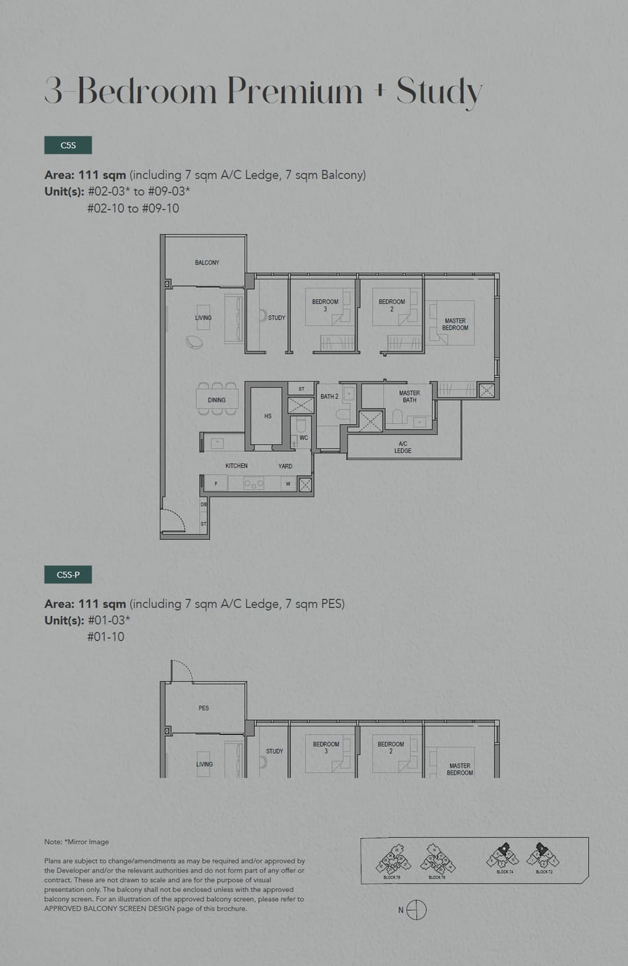 Floor plan C5S — 3 Bedroom Premium +Study