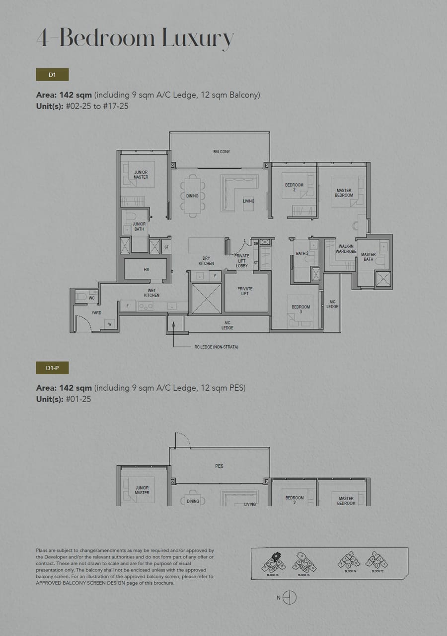 Floor plan D1 — 4 Bedroom Luxury
