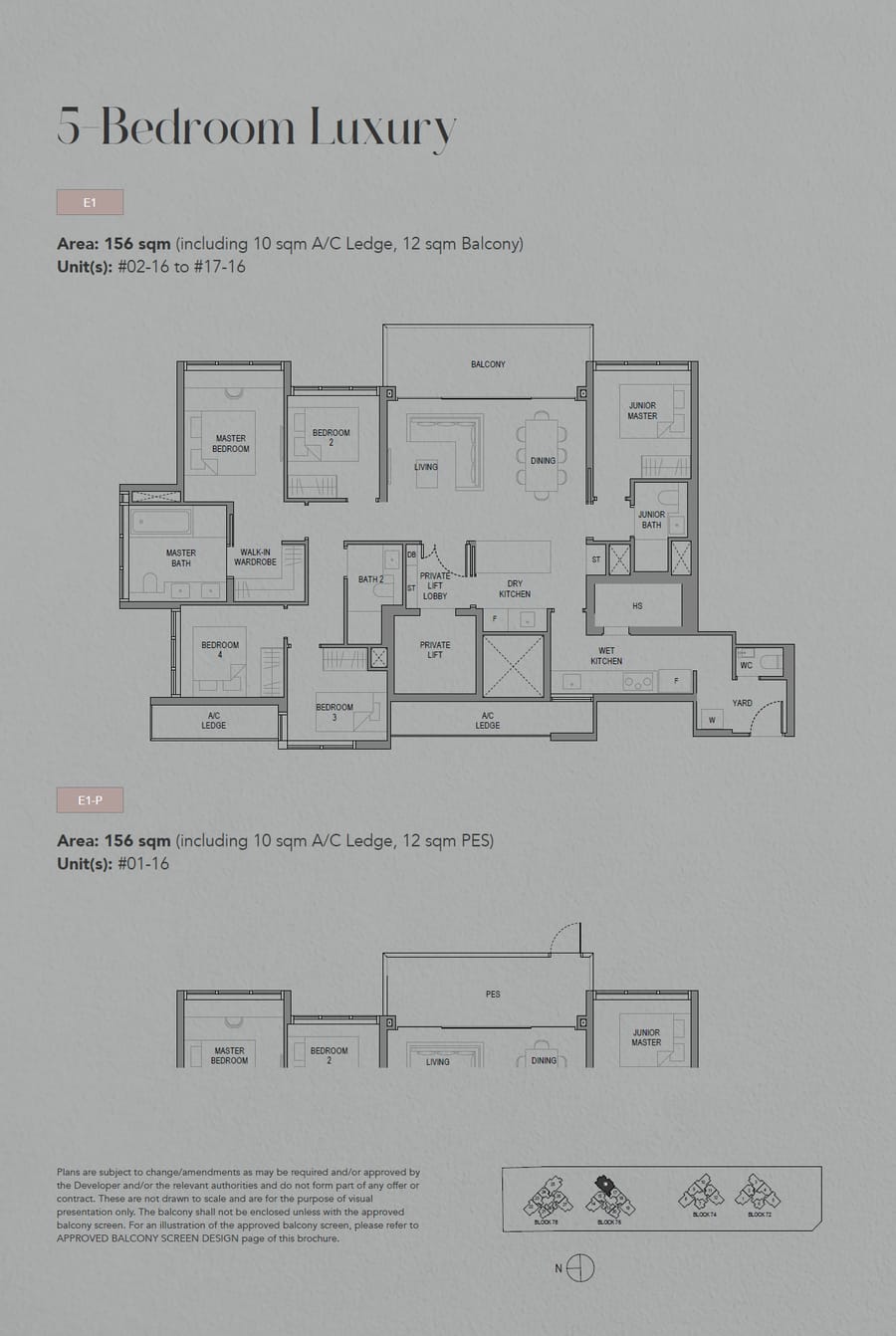 Floor plan E1 — 5 Bedroom Luxury