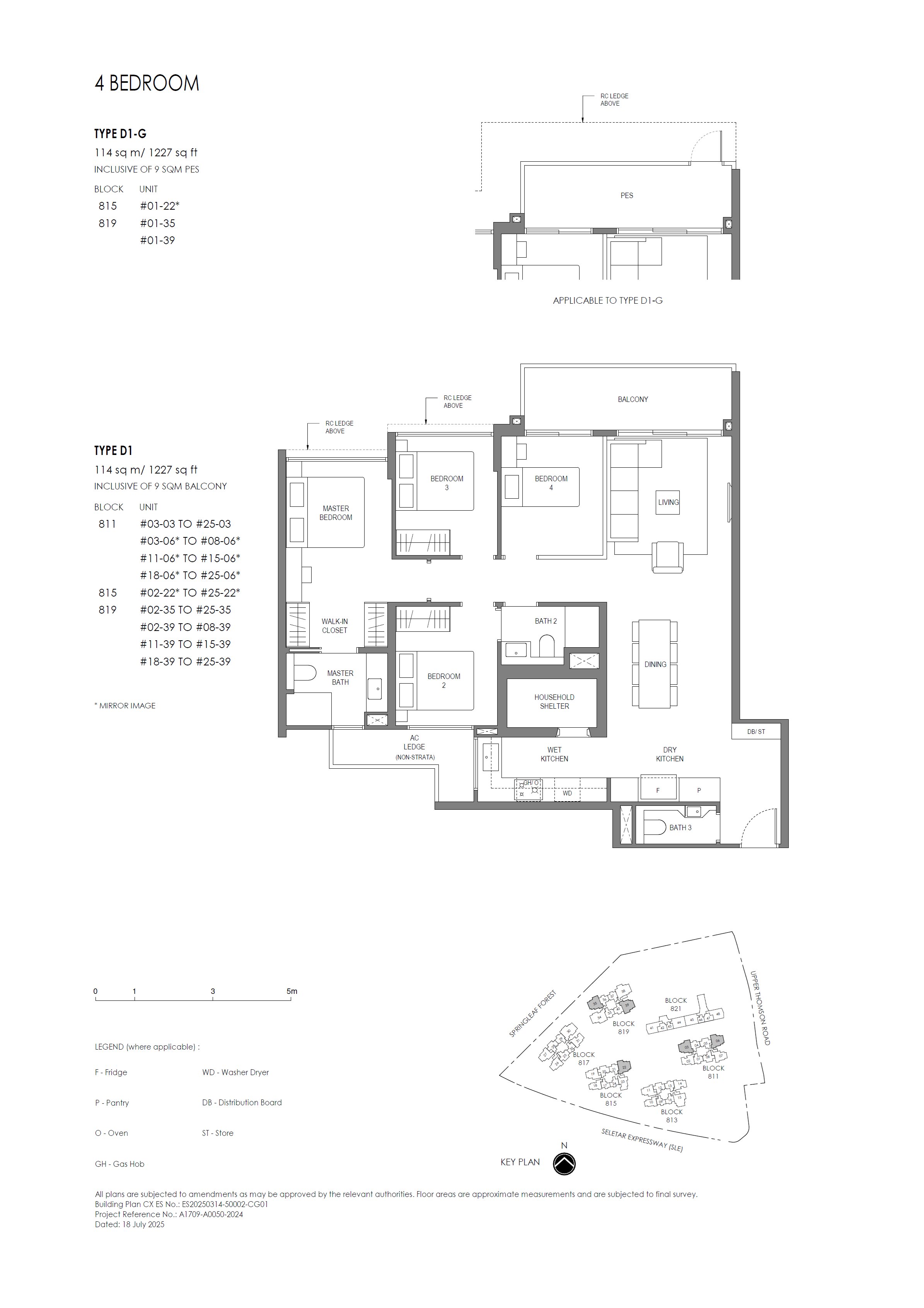 Floor plan D1-G — 4 Bedroom