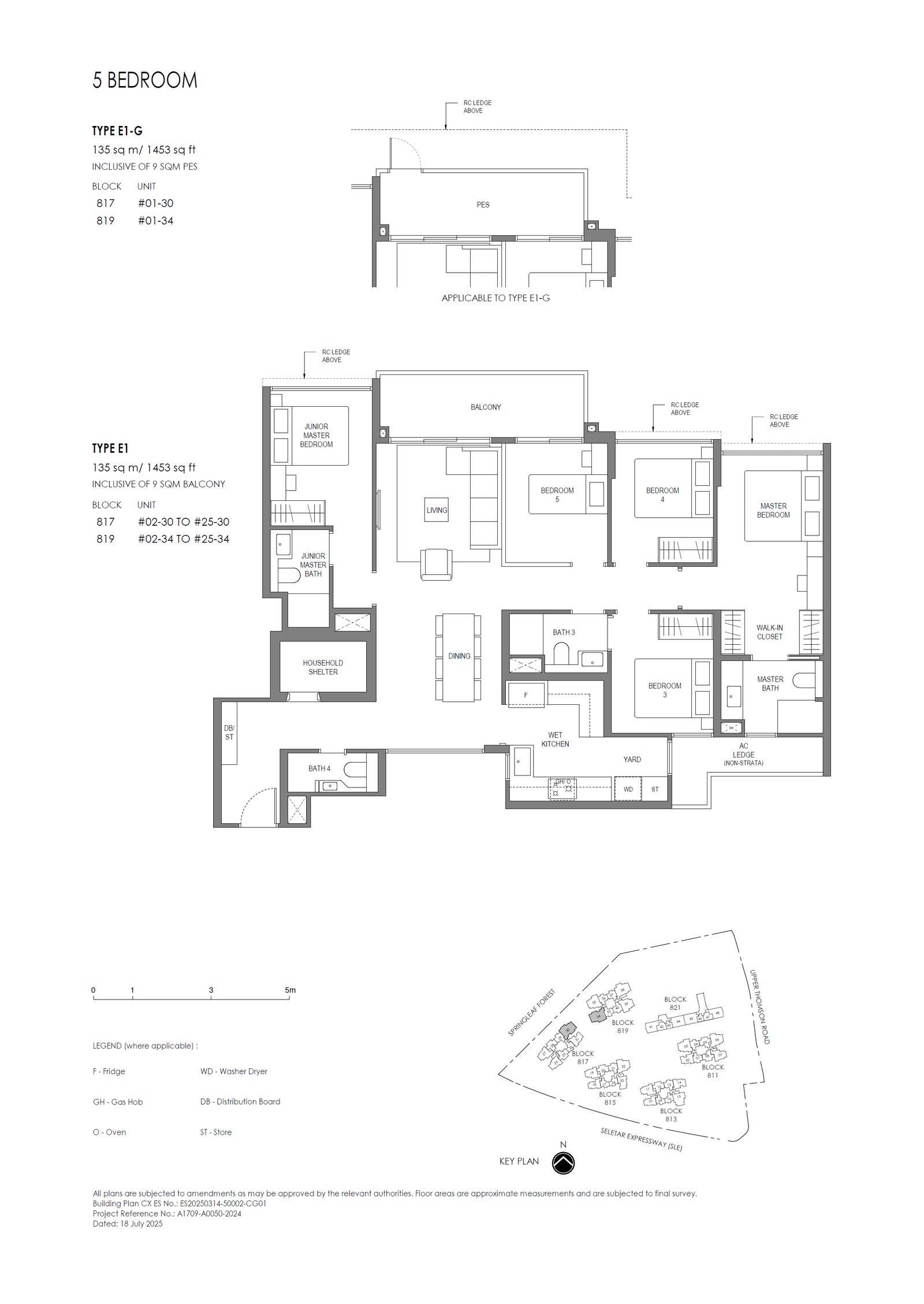 Floor plan E1 — 5 Bedroom