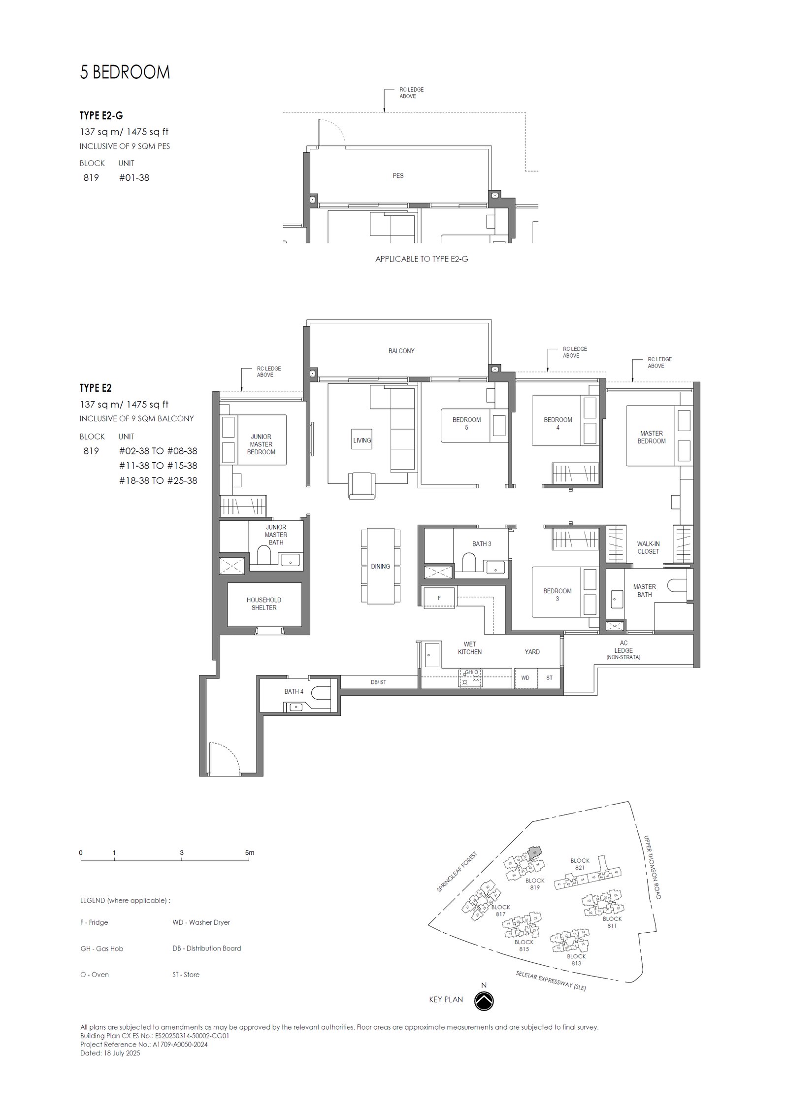 Floor plan E2-G — 5 Bedroom