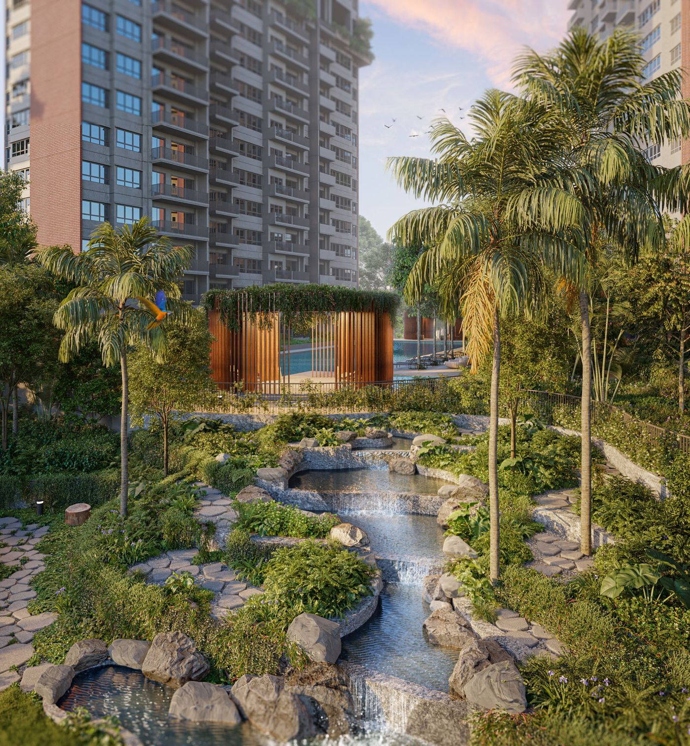 Springleaf Residence — Cascades & water feature