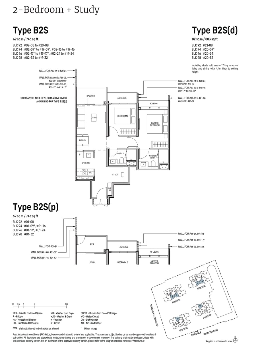 Floor plan B2S — 2 Bedroom +Study
