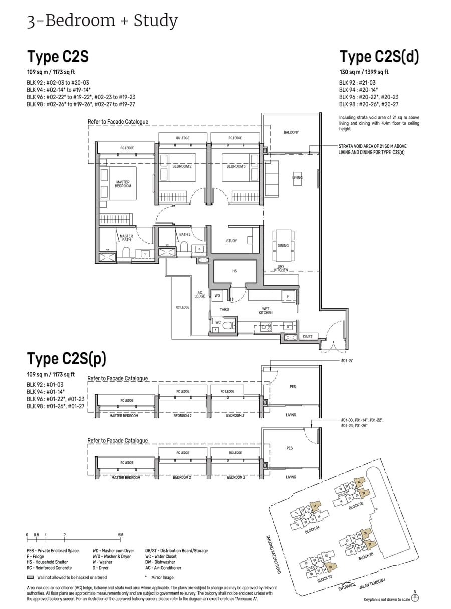 Floor plan C2S — 3 Bedroom +Study
