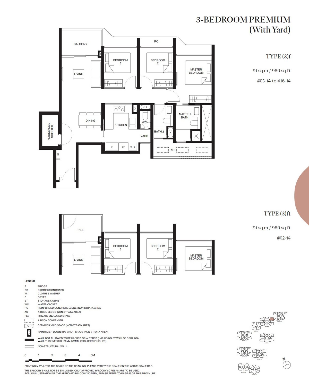 Floor plan 3f — 3 Bedroom Premium (With Yard)