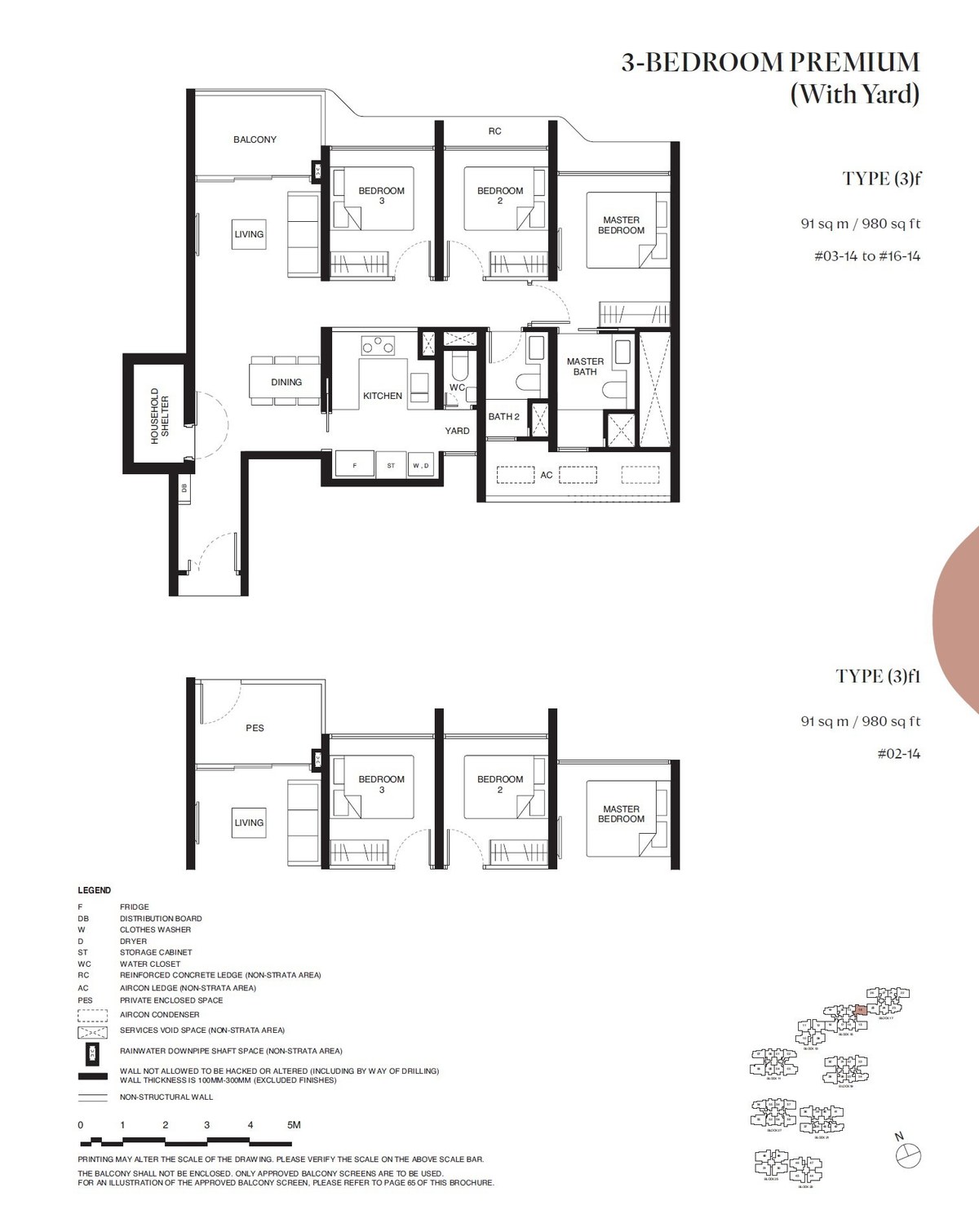 Floor plan 3f1 — 3 Bedroom Premium (With Yard)