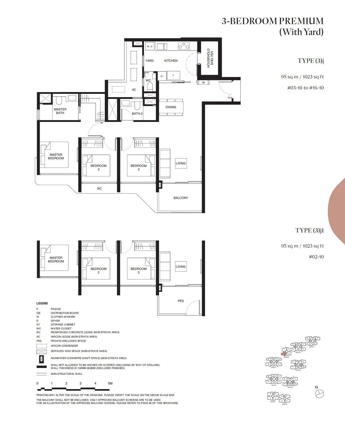 Floor plan 3j — 3 Bedroom Premium (With Yard)