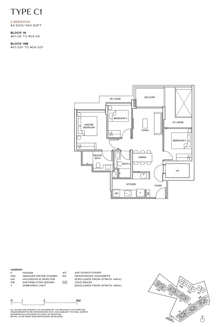 Floor plan C1 — 3 Bedroom