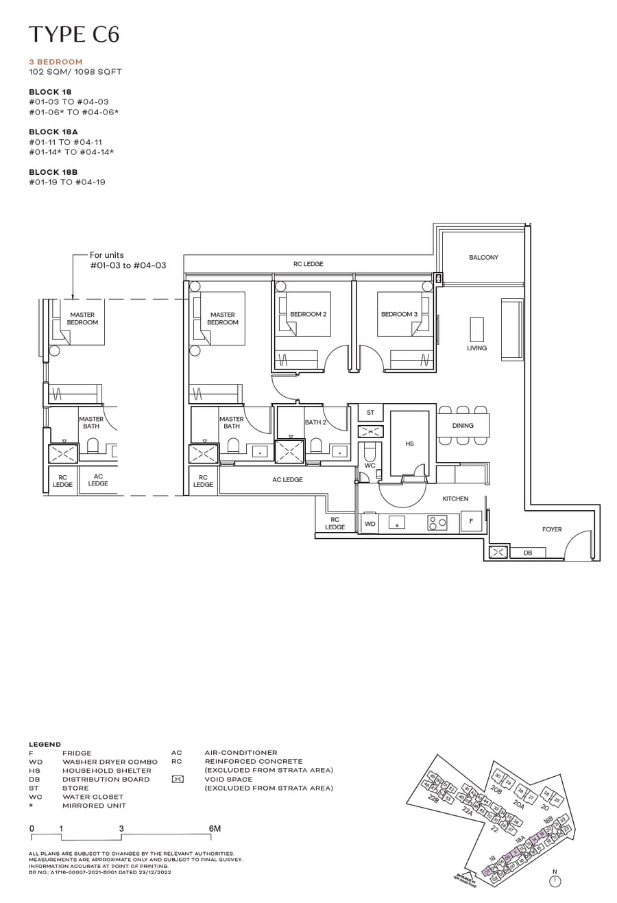 Floor plan C6 — 3 Bedroom