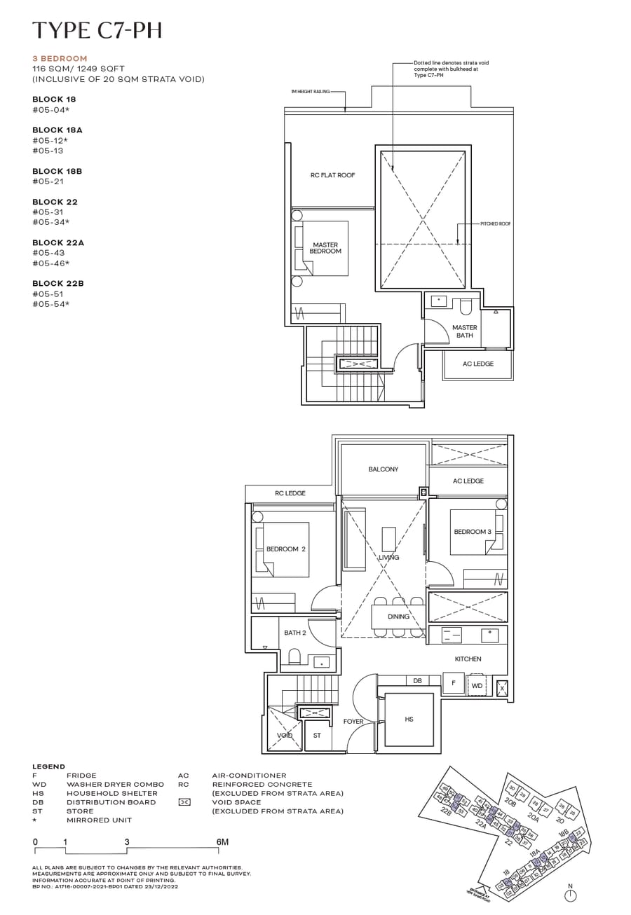 Floor plan C7-PH — 3 Bedroom