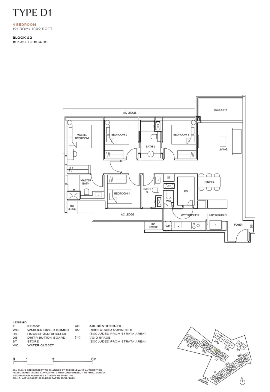 Floor plan D1 — 4 Bedroom