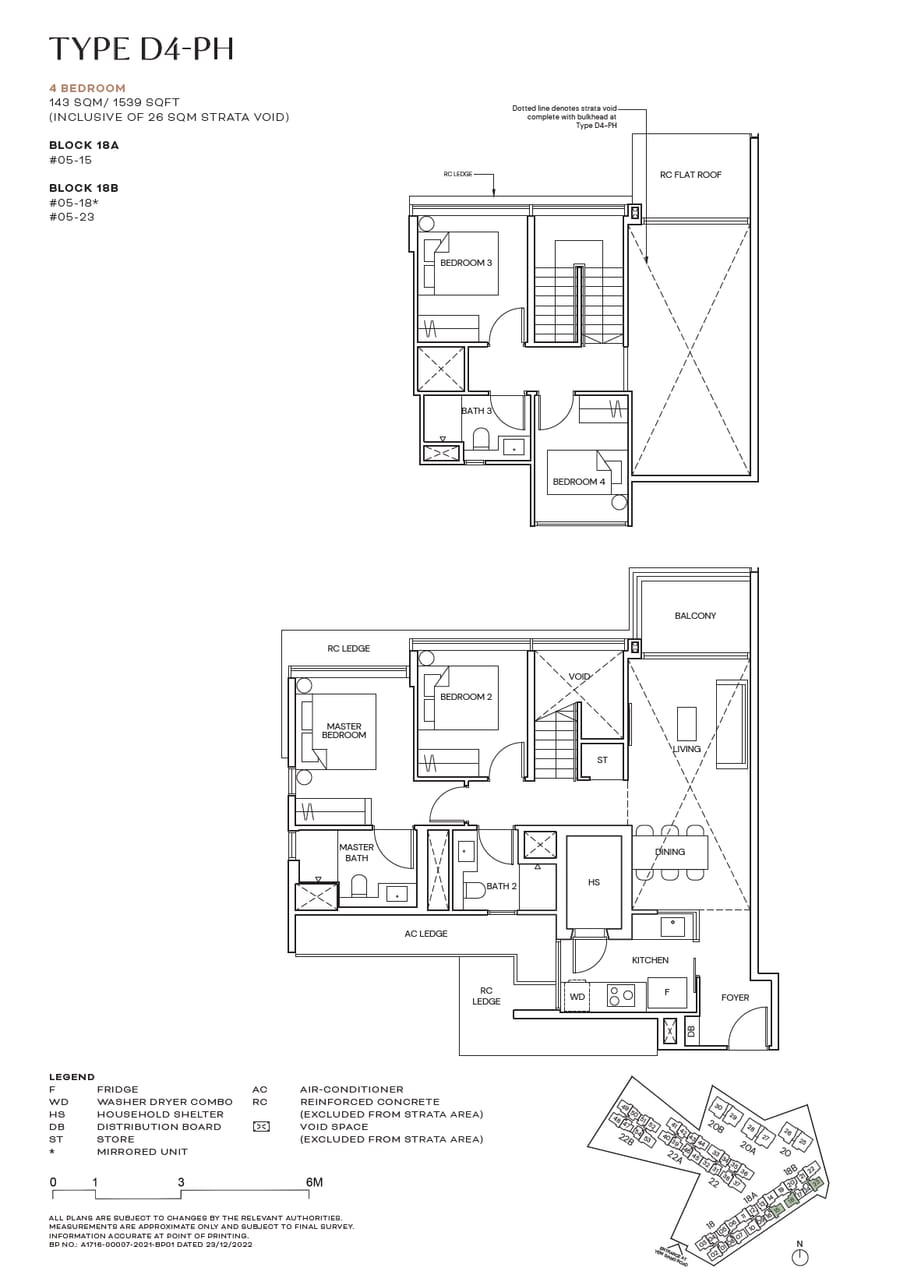 Floor plan D4-PH — 4 Bedroom