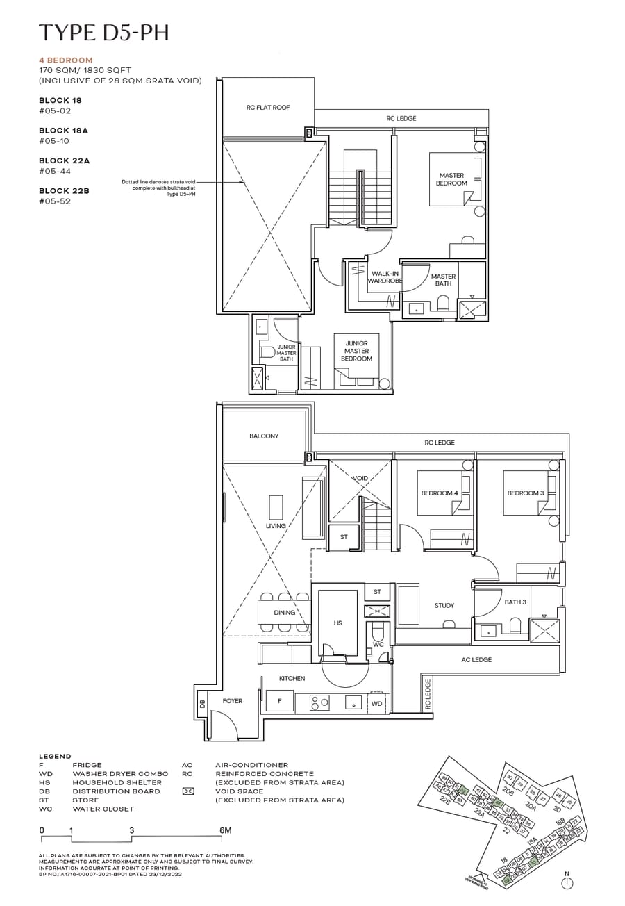 Floor plan D5-PH — 4 Bedroom