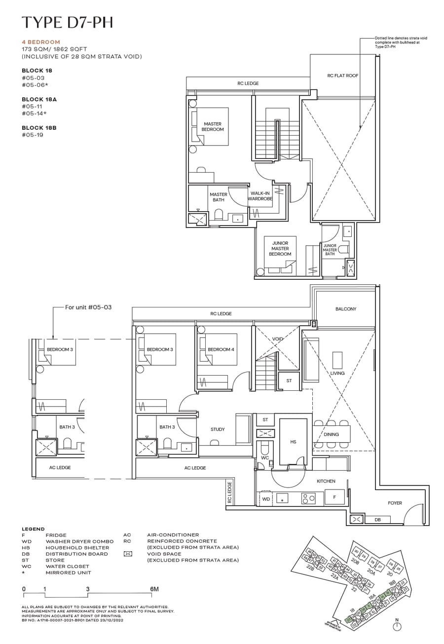 Floor plan D7-PH — 4 Bedroom