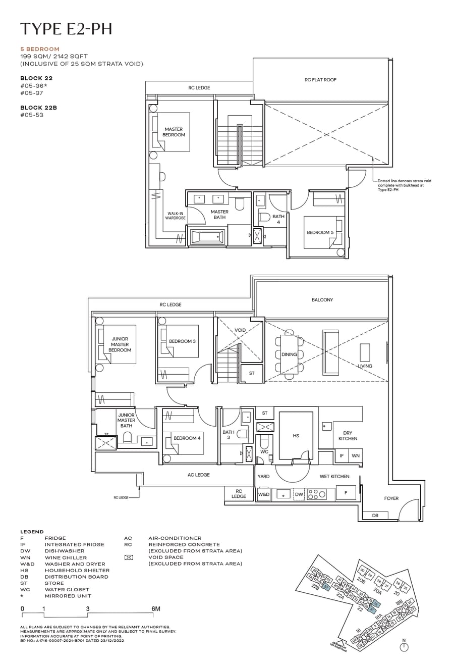 Floor plan E2-PH — 5 Bedroom