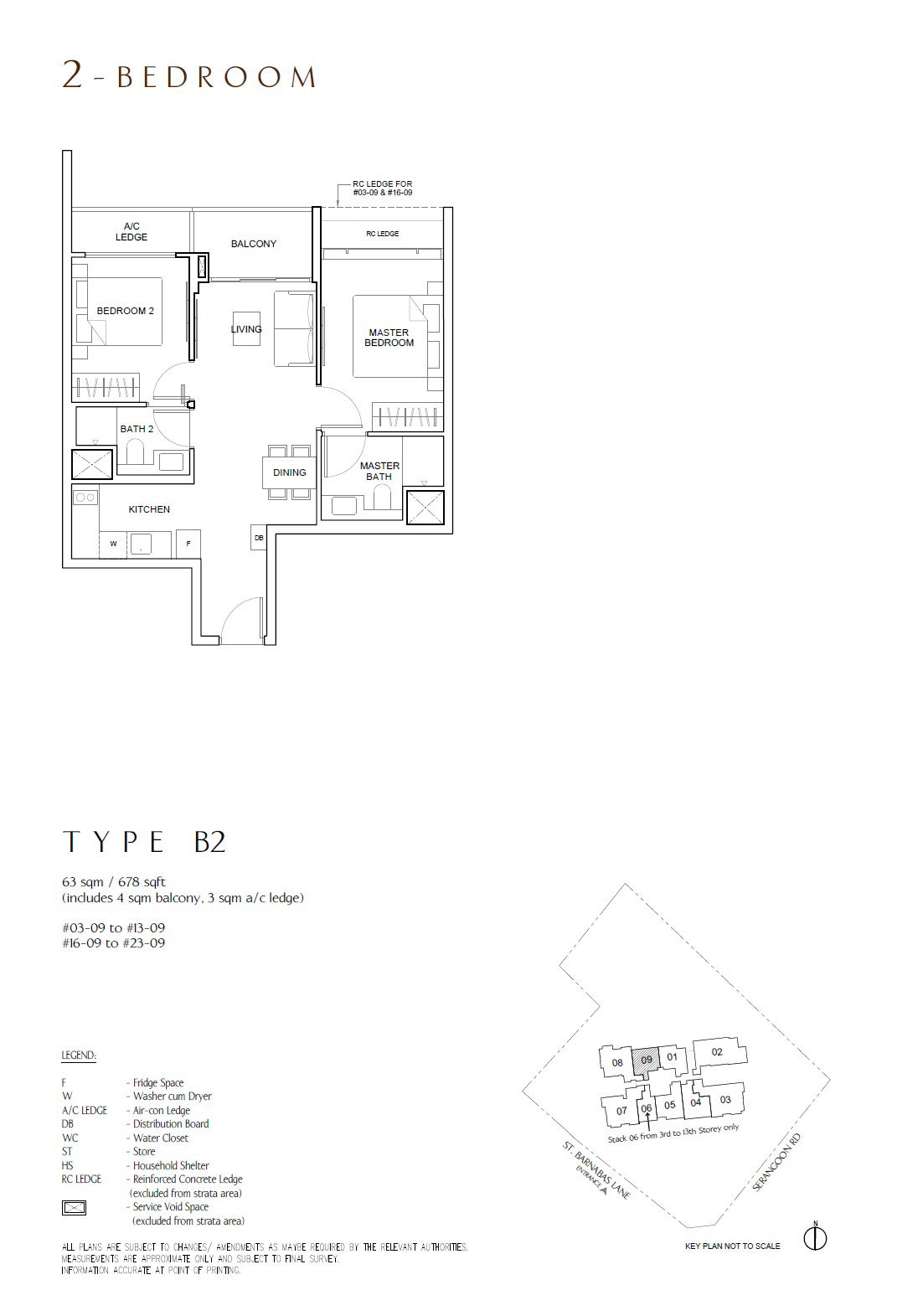 Floor plan B2 — 2BR, 678 sqft