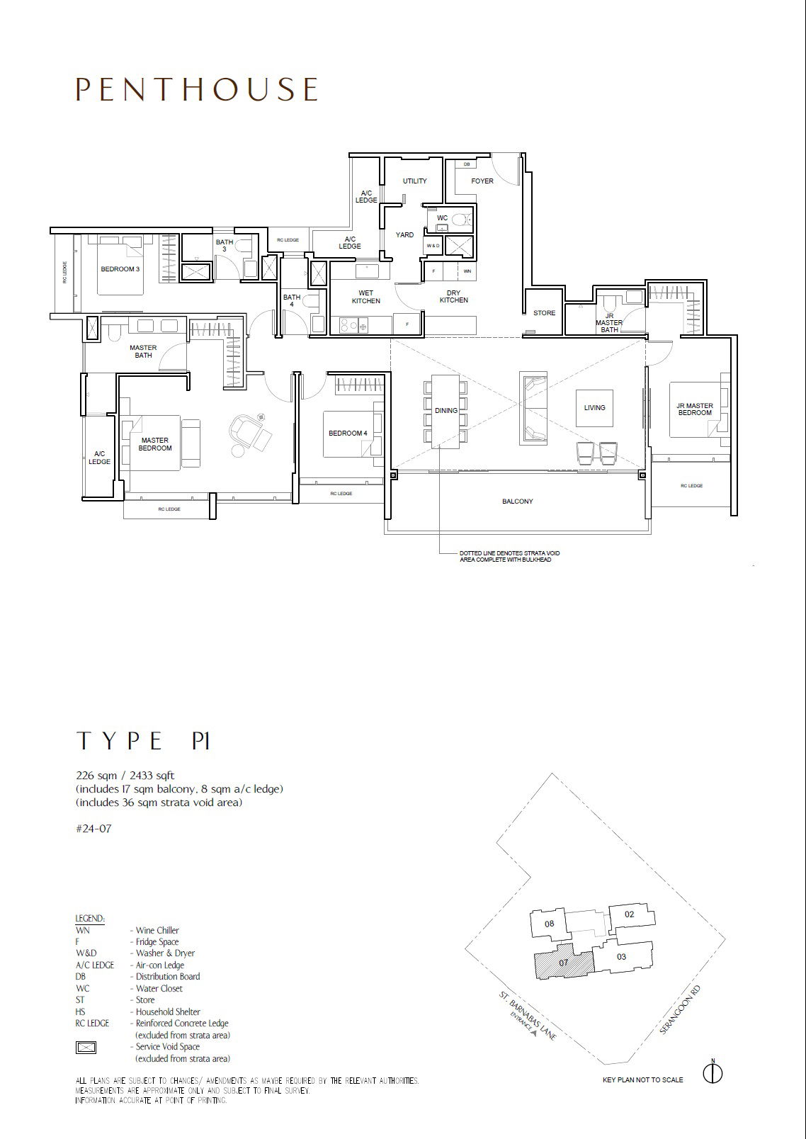Floor plan P1 — PentHouse, 2,433 sqft