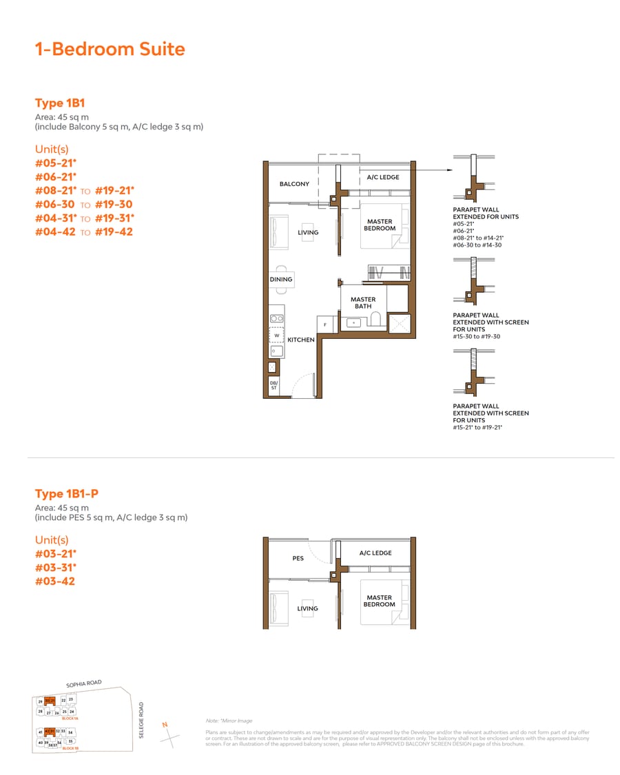 Floor plan 1B1 — 1 Bed Suite