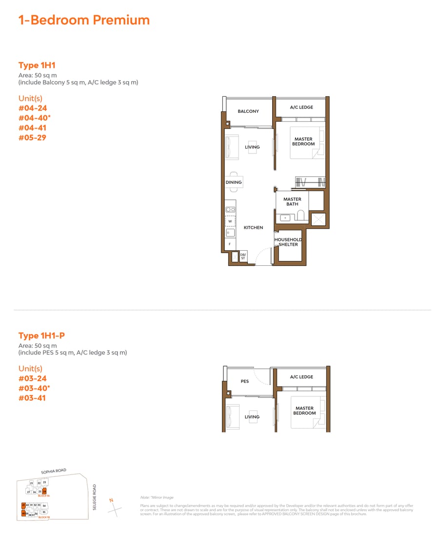 Floor plan 1H1 — 1 Bed Premium