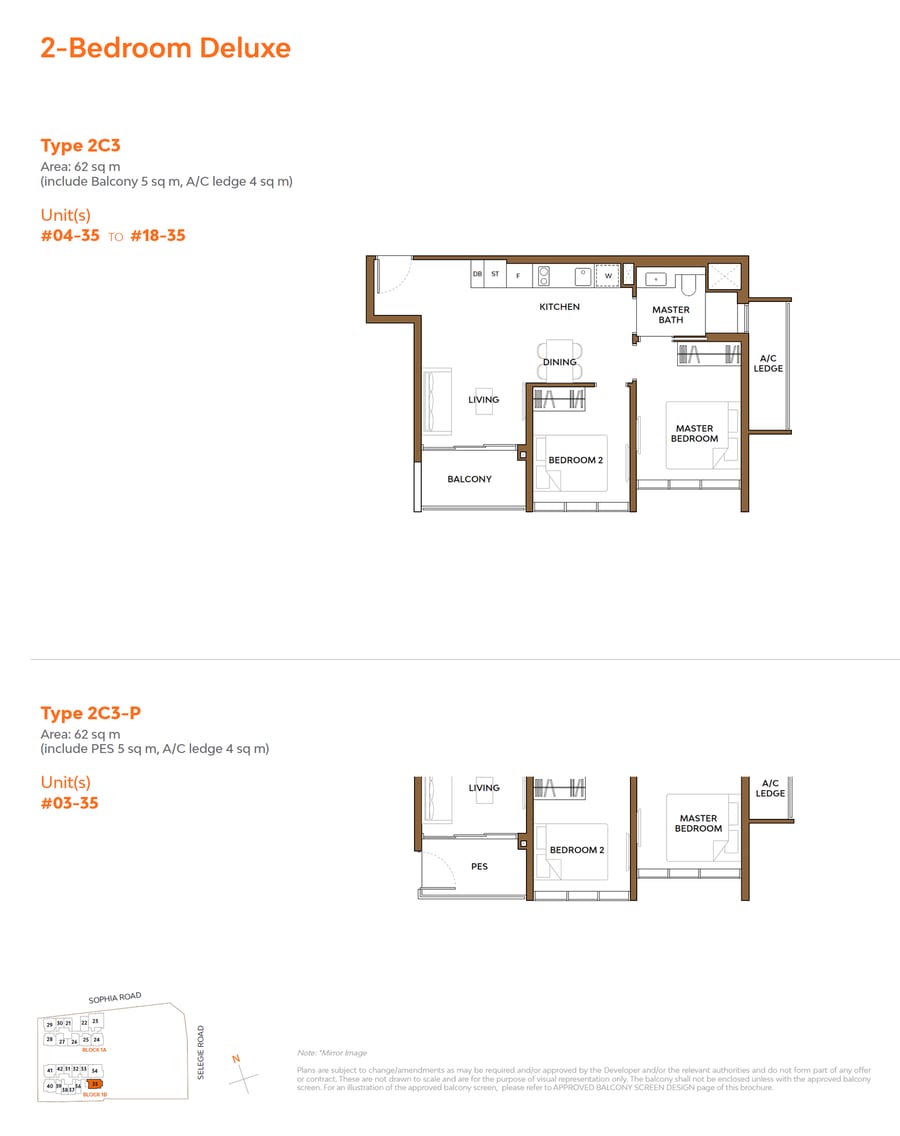 Floor plan 2C3 — 2 Bed Deluxe