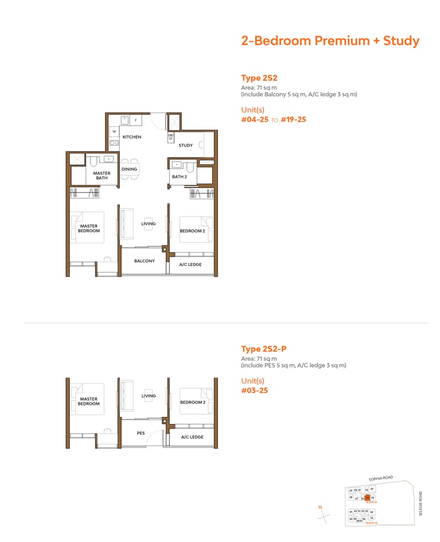 Floor plan 2S2 — 2 Bed Premium + Study