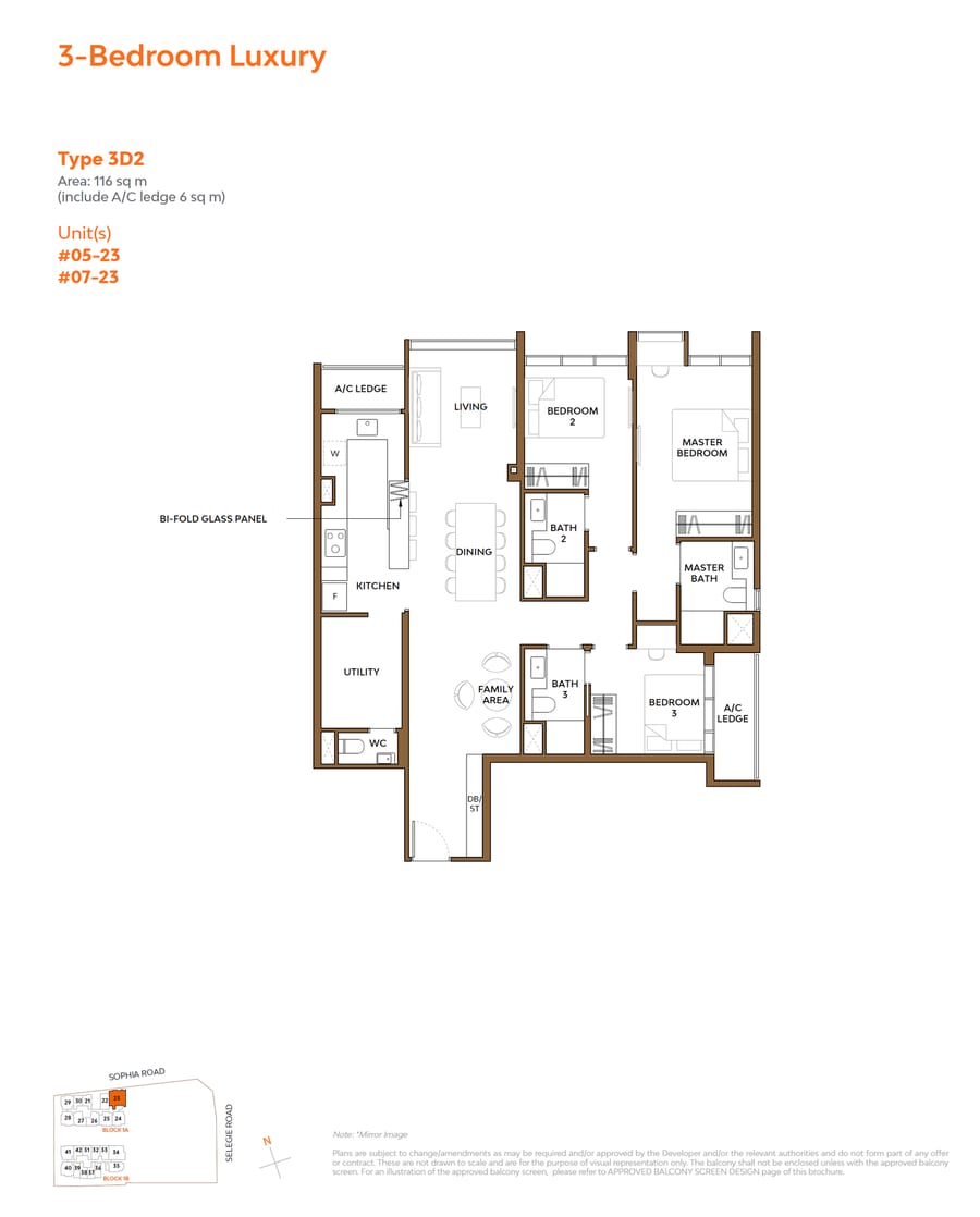 Floor plan 3D2 — 3 Bed Luxury