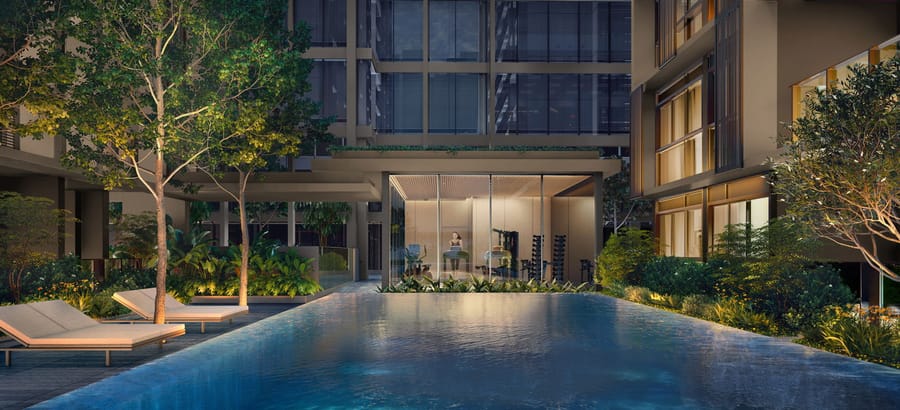 The Collective at One Sophia — Azure Pool & Gym, artist's impression
