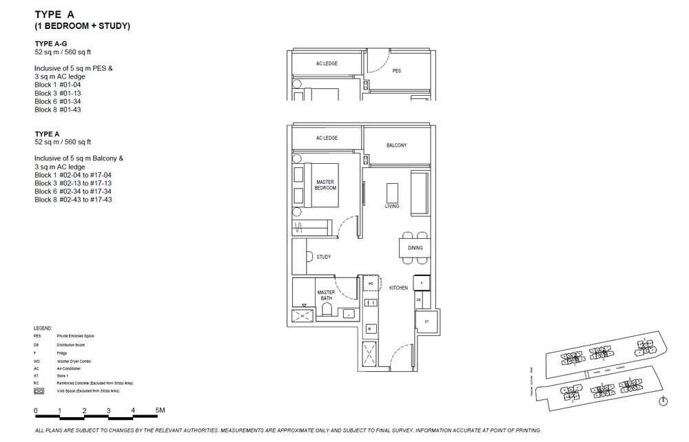 Floor plan A — 1 Bedroom+Study
