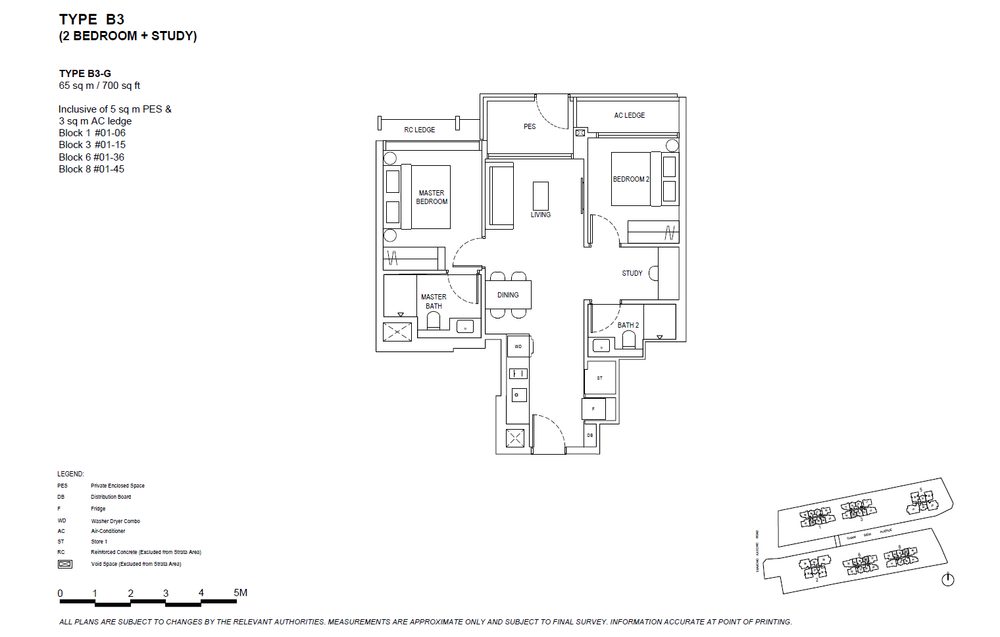 Floor plan B3 — 2 Bedroom+Study