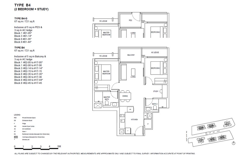 Floor plan B4 — 2 Bedroom+Study